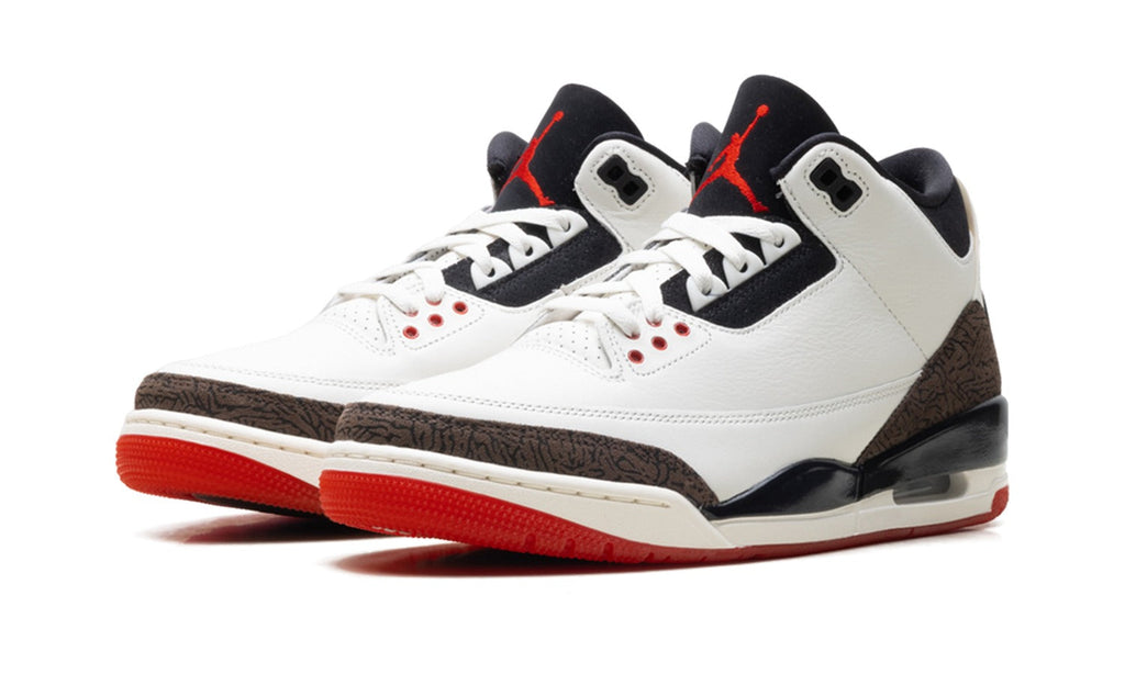 Air Jordan 3 Sneakers in White, Grey & Red