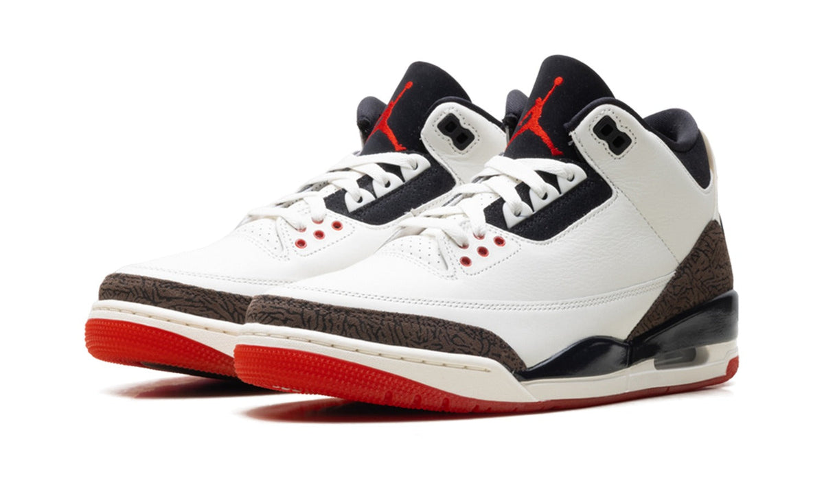 Air Jordan 3 Sneakers in White, Grey & Red