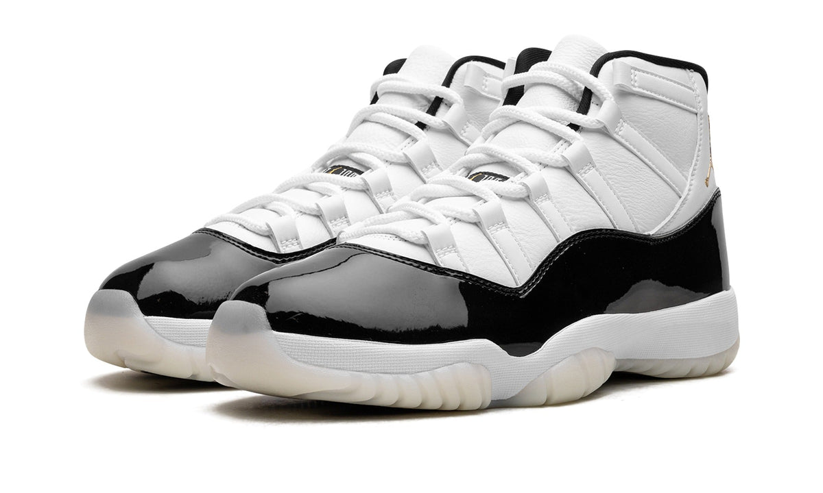 Air Jordan 11 High-Top Sneakers – White, Black & Gold