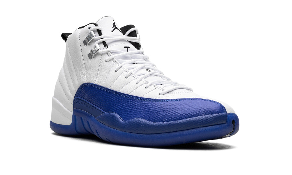 Air Jordan 12 Sneakers in White & Royal Blue