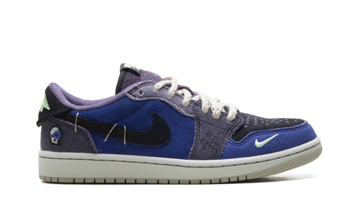 Air Jordan 1 Low Sneakers in Navy & Purple Patchwork