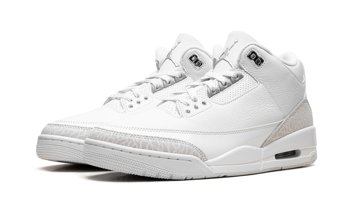 Air Jordan 3 Sneakers – White & Silver Grey
