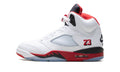 Air Jordan 5 Sneakers – White, Red & Black