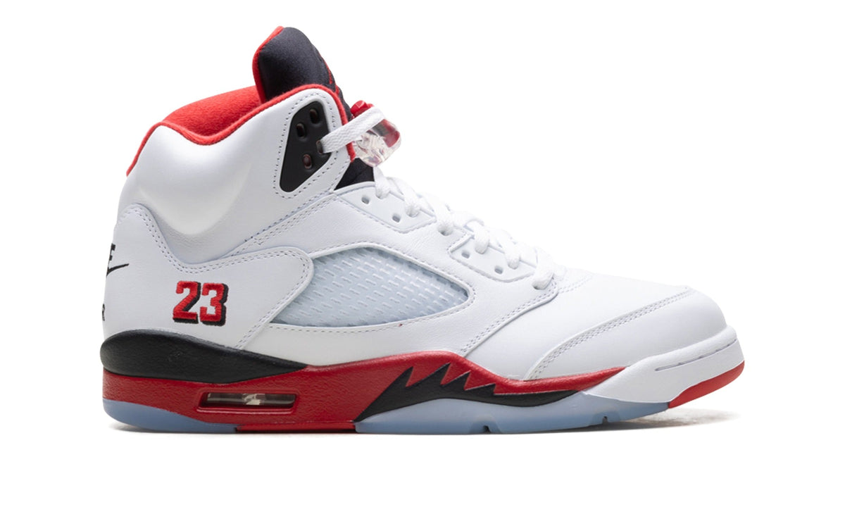 Air Jordan 5 Sneakers – White, Red & Black