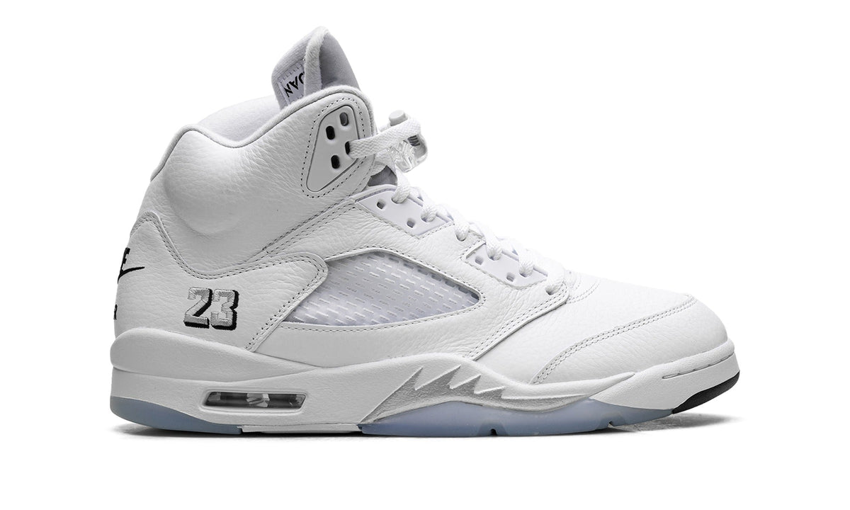 Air Jordan 5 Sneakers – White, Silver & Ice Blue