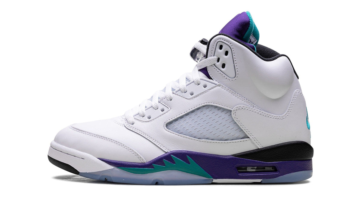 Air Jordan 5 Sneakers – White, Purple & Teal