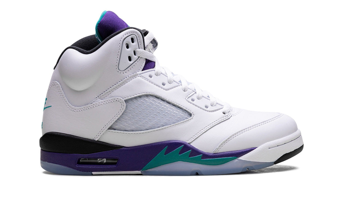 Air Jordan 5 Sneakers – White, Purple & Teal