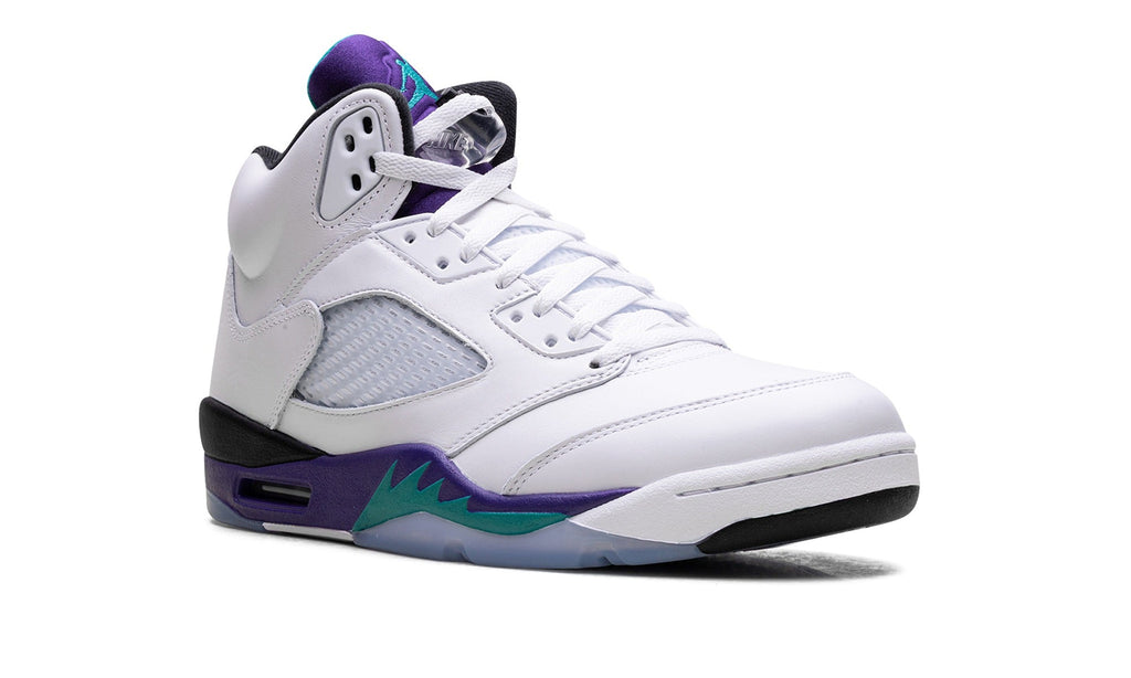 Air Jordan 5 Sneakers – White, Purple & Teal