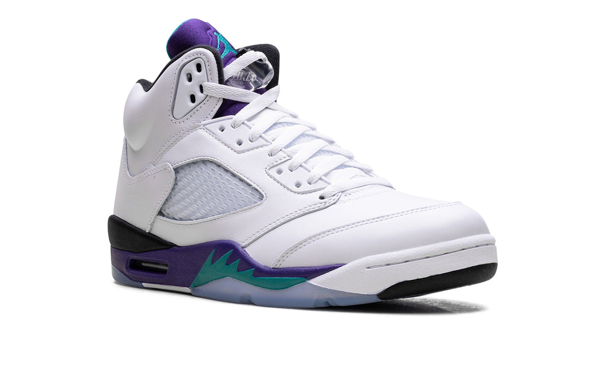 Air Jordan 5 Sneakers – White, Purple & Teal