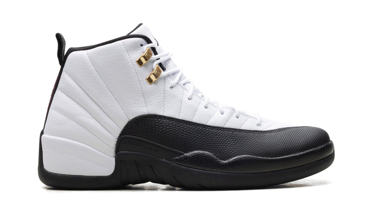 Air Jordan 12 Sneakers – White, Black & Gold