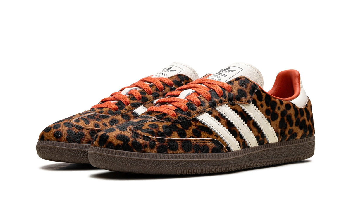 adidas Samba OG Sneakers – Leopard Print, Cream & Orange