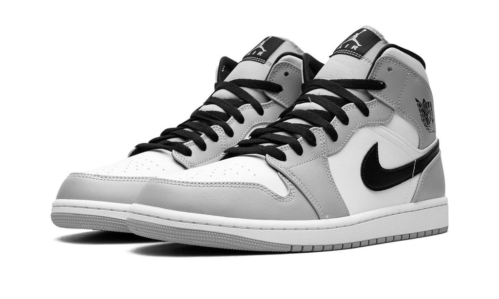Air Jordan 1 Mid Sneakers – White, Light Gray & Black