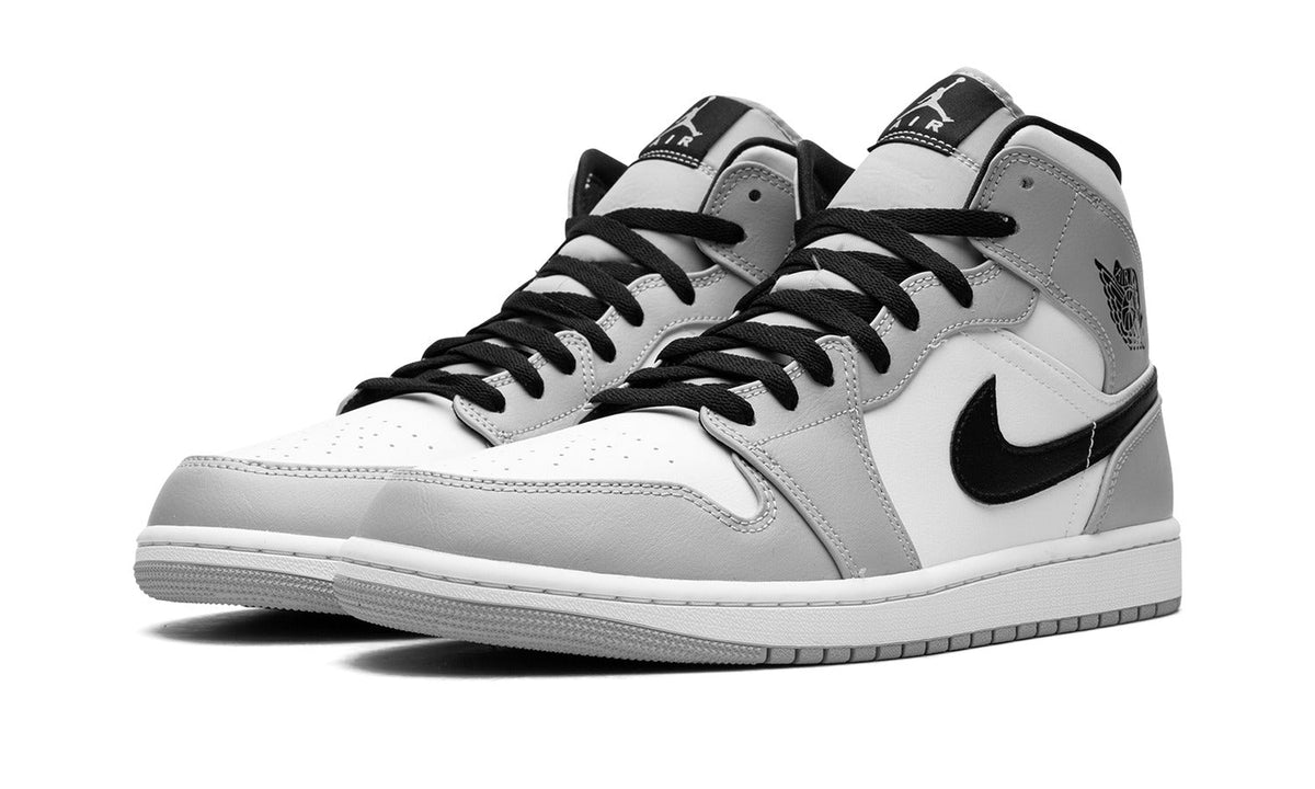 Air Jordan 1 Mid Sneakers – White, Light Gray & Black